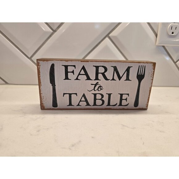 Farm To Table Rustic Wooden Kitchen Sign By Ashland - Picture 1 of 3
